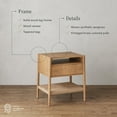 thumbnail image 3 of Nathan James Meads Wood Nightstand with Drawer, Vintage Nightstand with Seagrass Storage and Brass Handles, Light Brown, 3 of 6