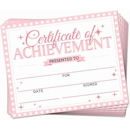 30 Pink Certificate of Achievement Completion Award Recognition Stationery Paper 9.8"x7.8" Blank Student Activities Sports Award Preschool Kindergarten Graduation Diploma Certificates Pink