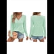 thumbnail image 3 of Blusa de Otoño con Cuello en V, Larga, Cuello Halter y Botones, Informal, Elegante, de Punto Gofre para Mujer. Verde XL, 3 of 7