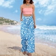 thumbnail image 6 of WTOBBY Women's Summer Floral Print Wide Leg Palazzo Pants with High Waist Elastic Drawstring Side Pockets and Casual Design for Everyday Wear ,Blue S, 6 of 7