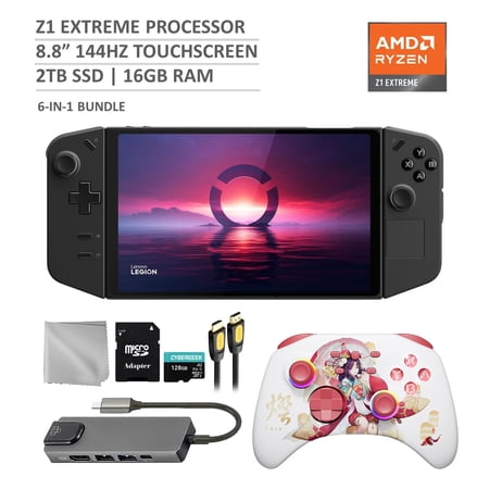 Lenovo Legion Go 2TB SSD Gaming Handheld 8.8-inch Touchscreen 144Hz 2K QHD AMD Ryzen Z1 Extreme Processor, Mytrix Touro Wireless Pro Controller, Hub, 128GB MicroSD Card, 5 Accessories: 6 in 1 Bundle