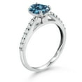 thumbnail image 3 of Gem Stone King 10K White Gold Persian Blue Moissanite and White Lab Grown Diamond Engagement Ring for Women (1.56 Cttw, Oval 8X6MM, Gemstone Birthstone, Size 8), 3 of 4