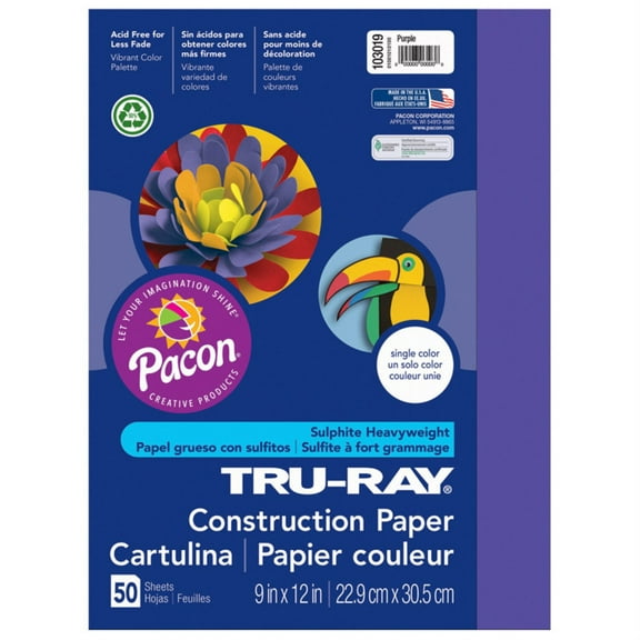 Tru-Ray Construction Paper, 76lb, 9 X 12, Purple, 50/pack | Bundle of 5