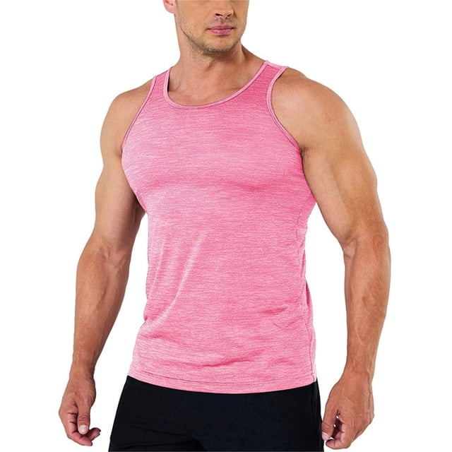 Aayomet Débardeur Homme Printemps et Été Décontracté Sans Manches Col Rond Imprimé Style Raglan (Rose, m)