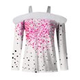 thumbnail image 4 of NMMUED Valentines Shirts for Women Heart Graphic Tees for Women Off Shoulder Tops Loose Fit Off the Shoulder Long Sleeve Top Graphic Tees Valentine's Day Tops Women (S-3XL), 4 of 5
