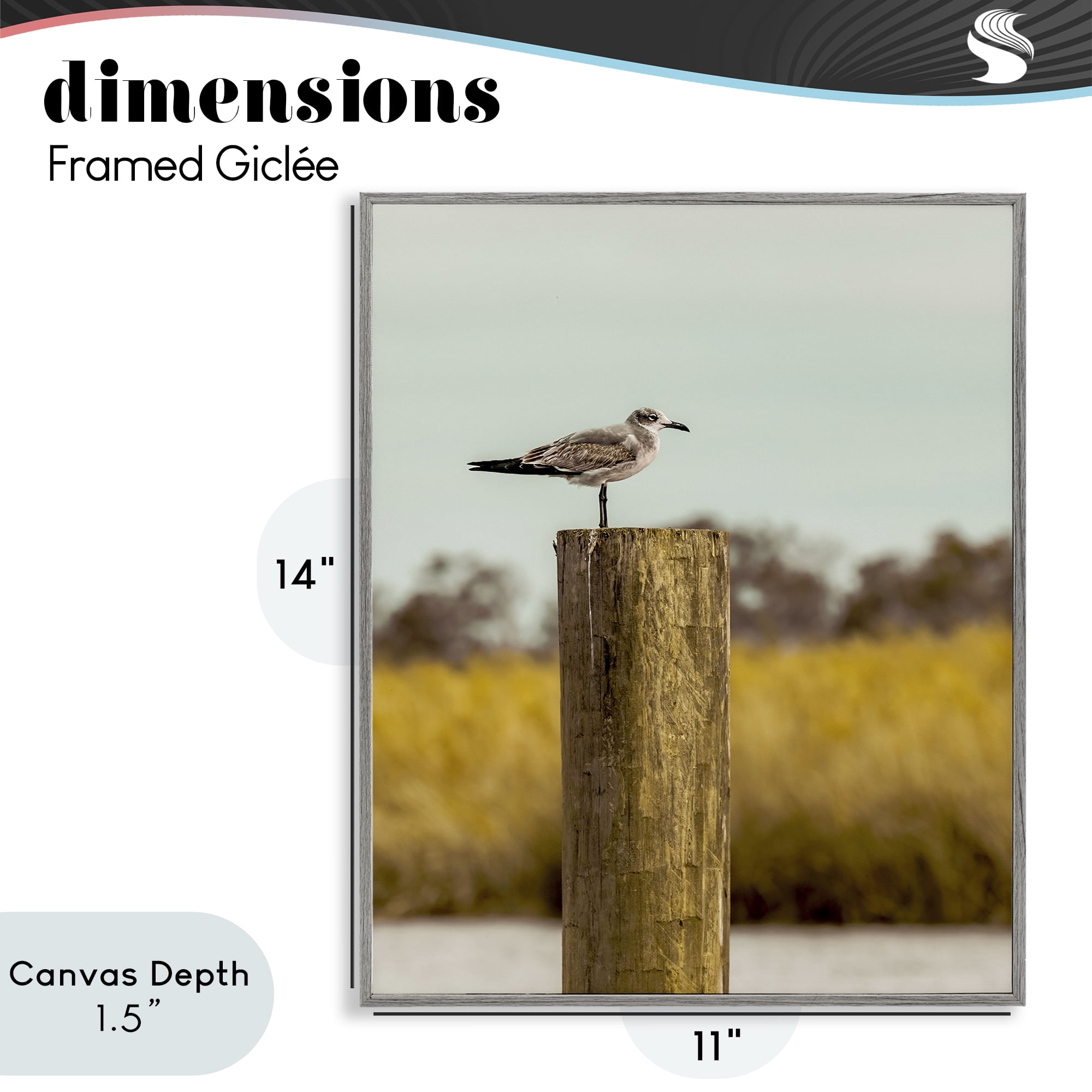 Stupell Industries Gull On Piling Gray Framed Giclee Art, design by Christy Berry
