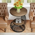 thumbnail image 2 of Emoottoo 19.68" Round End Table with 2-Tier Storage – Light Brown Side Table, 2 of 9