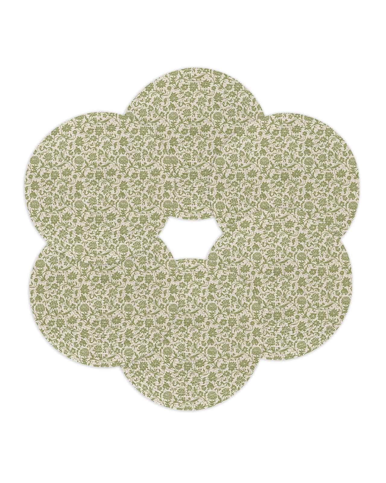 13 Inch Round Placemats Set of 6, Green Floral Non Slip Heat Insulation PP Table Mats, Vintage Rustic Botanical Spring Washable Place Mats for Kitchen Dining Party Table Decor
