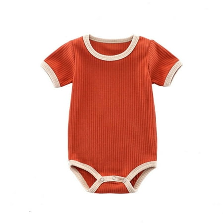 

MELDVDIB Baby Romper Toddler Newborn Baby Contrasting Colors Strip Ribbed Short-sleeved Romper Jumpsuit Gift on Clearance