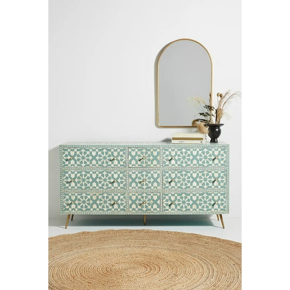 Moroccan bone inlay sideboard Green, bone inlay cabinet, Green bone inlay furniture,bone inlay cupboard