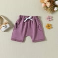 thumbnail image 5 of SUXIAN Girls Boys Letter Print Summer Short Sleeve T Shirt Sports Short Pants Two Piece Outfit Sets Purple 6M, 5 of 7