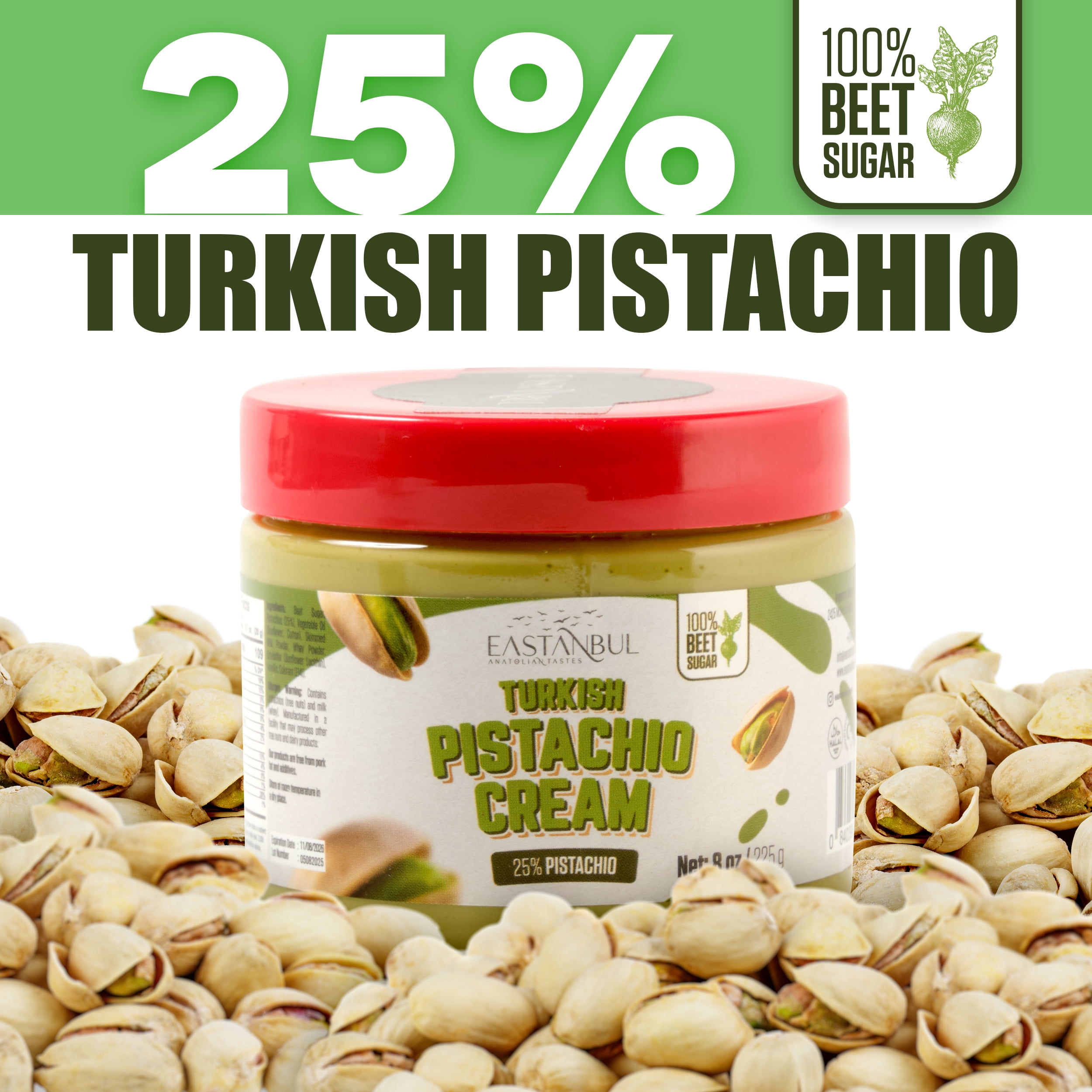 Eastanbul Turkish Pistachio Cream, Paste for Dubai Chocolate Bar, 1.25lb