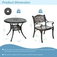 thumbnail image 3 of Costway 3 PCS Patio Dining Bistro Set Cast Aluminum Round Patio Table W/Chairs, 3 of 9