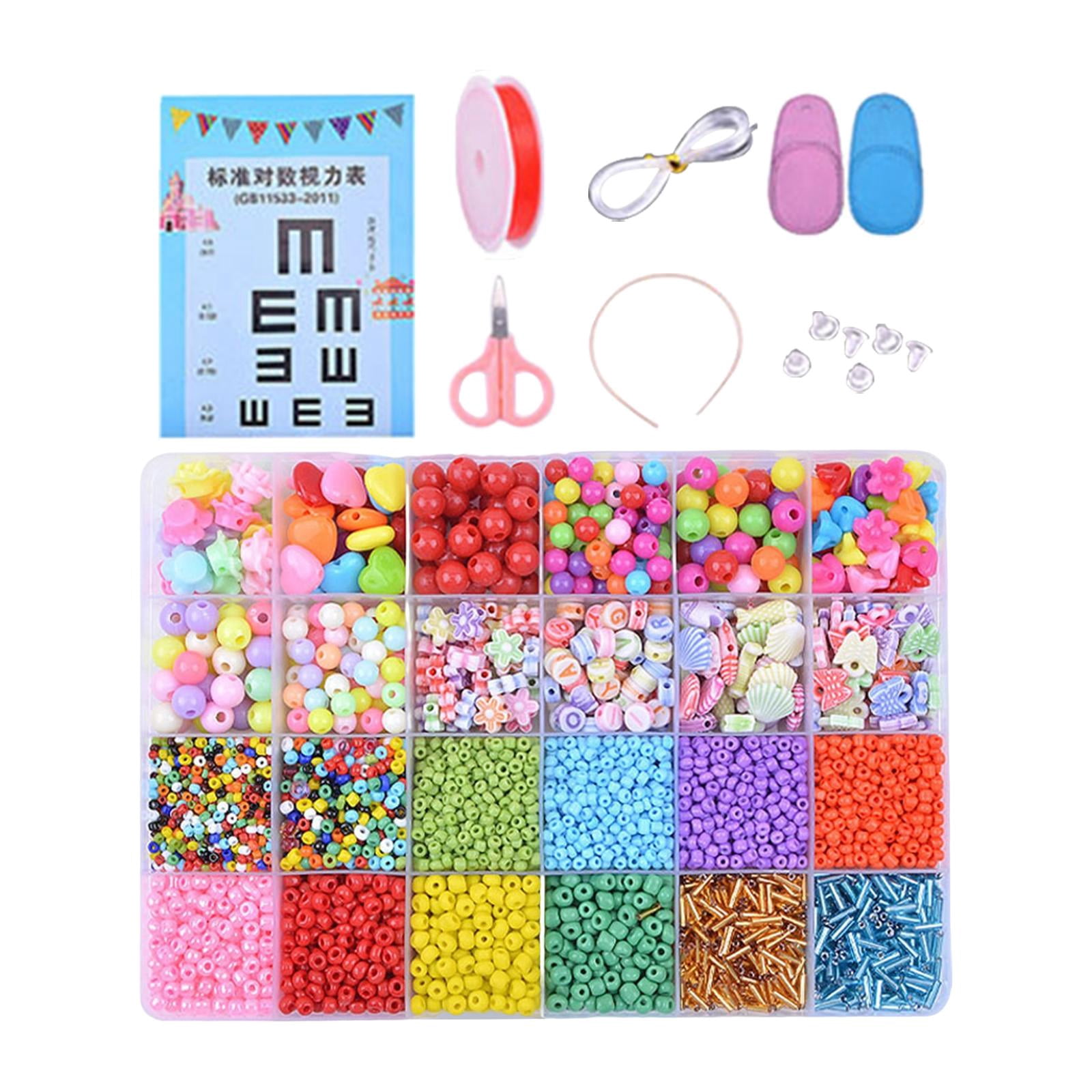 FVDPWYE Colorful Beads Loose Elastic Wire Letter Beads Square Beads Round Bead for Craft Style B