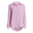 thumbnail image 3 of Time and Tru Women’s Double Cloth Shirt with Long Sleeves, Sizes XS-XXXL, 3 of 5