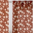 thumbnail image 2 of Vargottam Brown Floral Vines Print Sheer Georgette Curtains for Windows & Small Doors - Set of 2 Panels, 72" Long, Grommet Top, Printed Light Filtering Drapes for Living Room or Study, 2 of 9