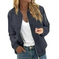 thumbnail image 2 of Yigetop Women's Fall Jackets, Women's Jacket Casual Coat Zip Up Outerwear Windbreaker with Pockets Lightweight Jacket Women Dark Gray XL, 2 of 9