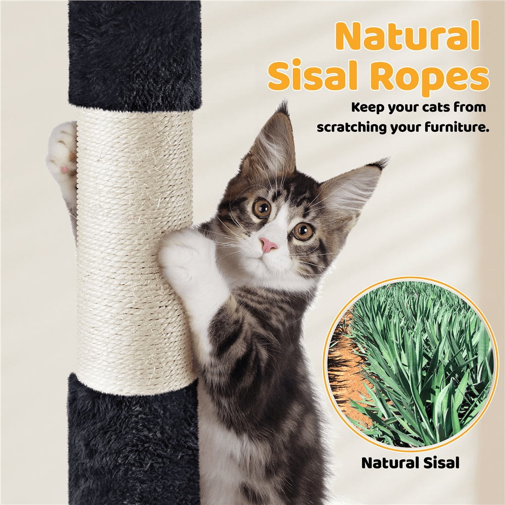 Alden Design 53.5" Tall Multilevel Cat Tree with Condo and Scratching Posts, Black