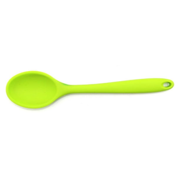 Inteprter Cuchara de silicona Cocina de mango largo Vajilla profesional para el hogar Cuchara de sopa antiadherente flexible en el hotel Utensilios de cocina Verde Inteprter HA062987-03B