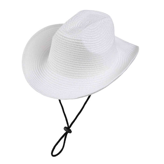 Straw Hats for Men Women Wide-Brim Sun Protection Bucket-Cap Unisex Casual Solid Color Breathable Beach Cowboy Visor Hat