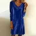 thumbnail image 4 of Women's Velvet Cowl Neck Mini Dress Ruched Bodycon Midi Dress Elegant Slim Fit Party Dresses Fall Winter Fashion Dresses 2025, 4 of 7