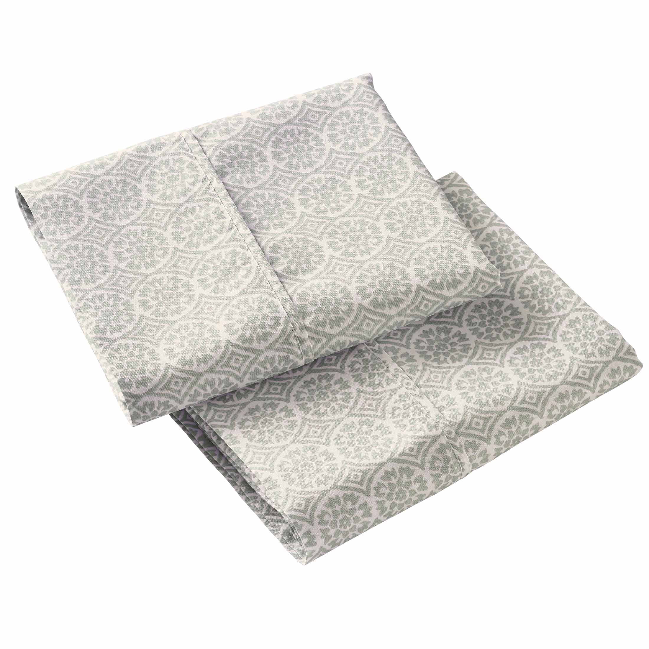 Better Homes & Gardens 2-Piece 300 Thread Count Cotton Sateen Pillowcase Set, Suzani Soft Silver, King