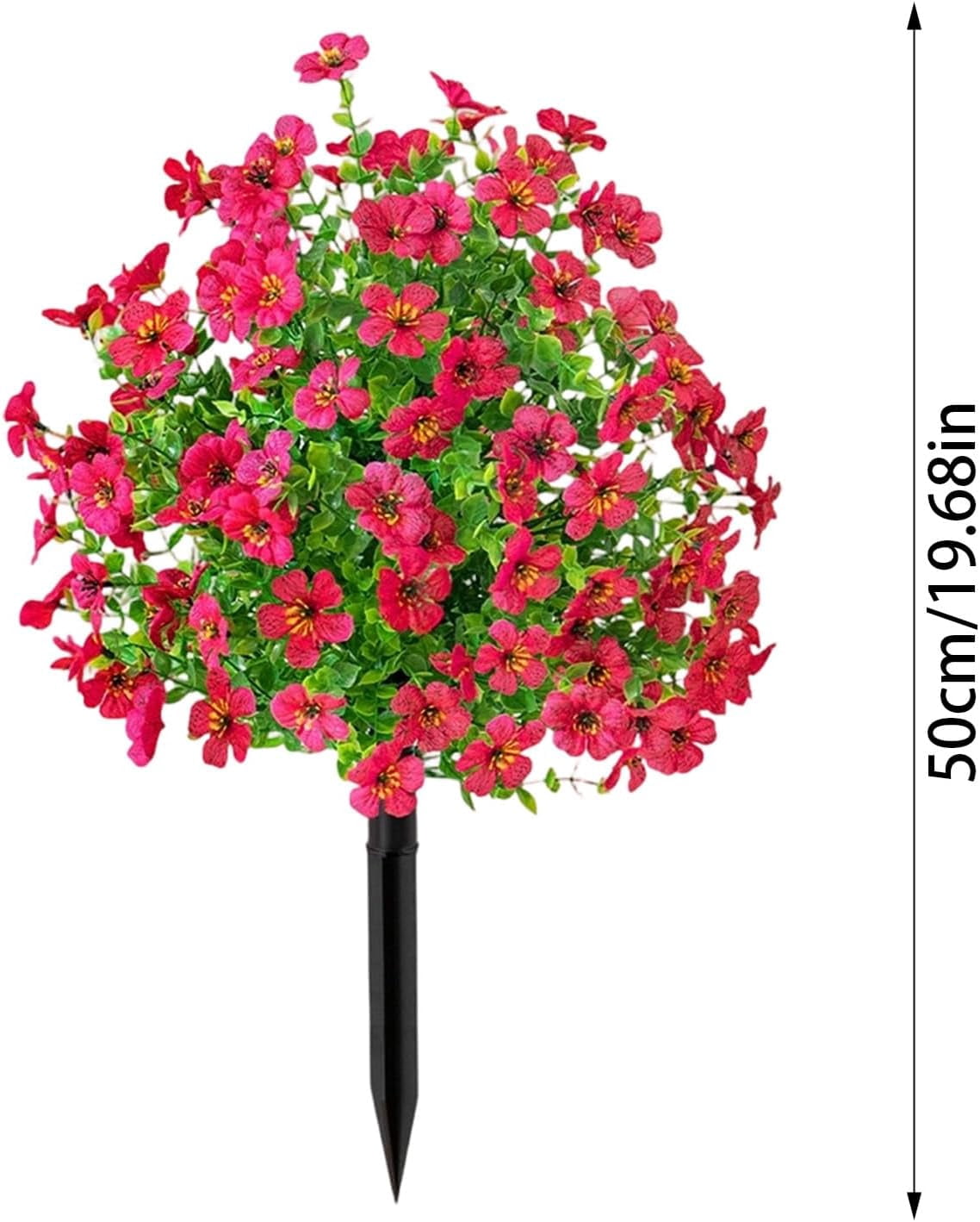 Artificial Flowers with Ground Spikes,Artificial Flowers for Outdoor Garden,UV Resistant & Waterproof,Flower Decor for Yard Lawn Patio Walkway Porch Home (Light red)