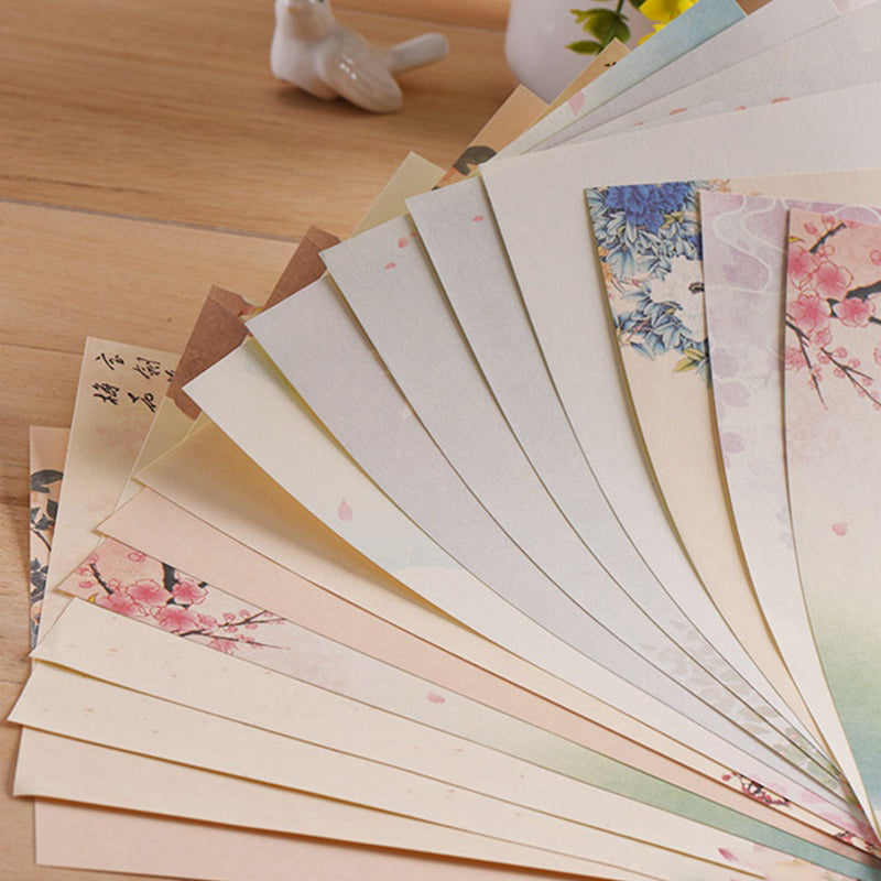 6 models, 8 sheets per model A Ziye Shop 48 Pcs Writing Stationery Paper Chinese Style Vintage Flower Craft Letter Paper
