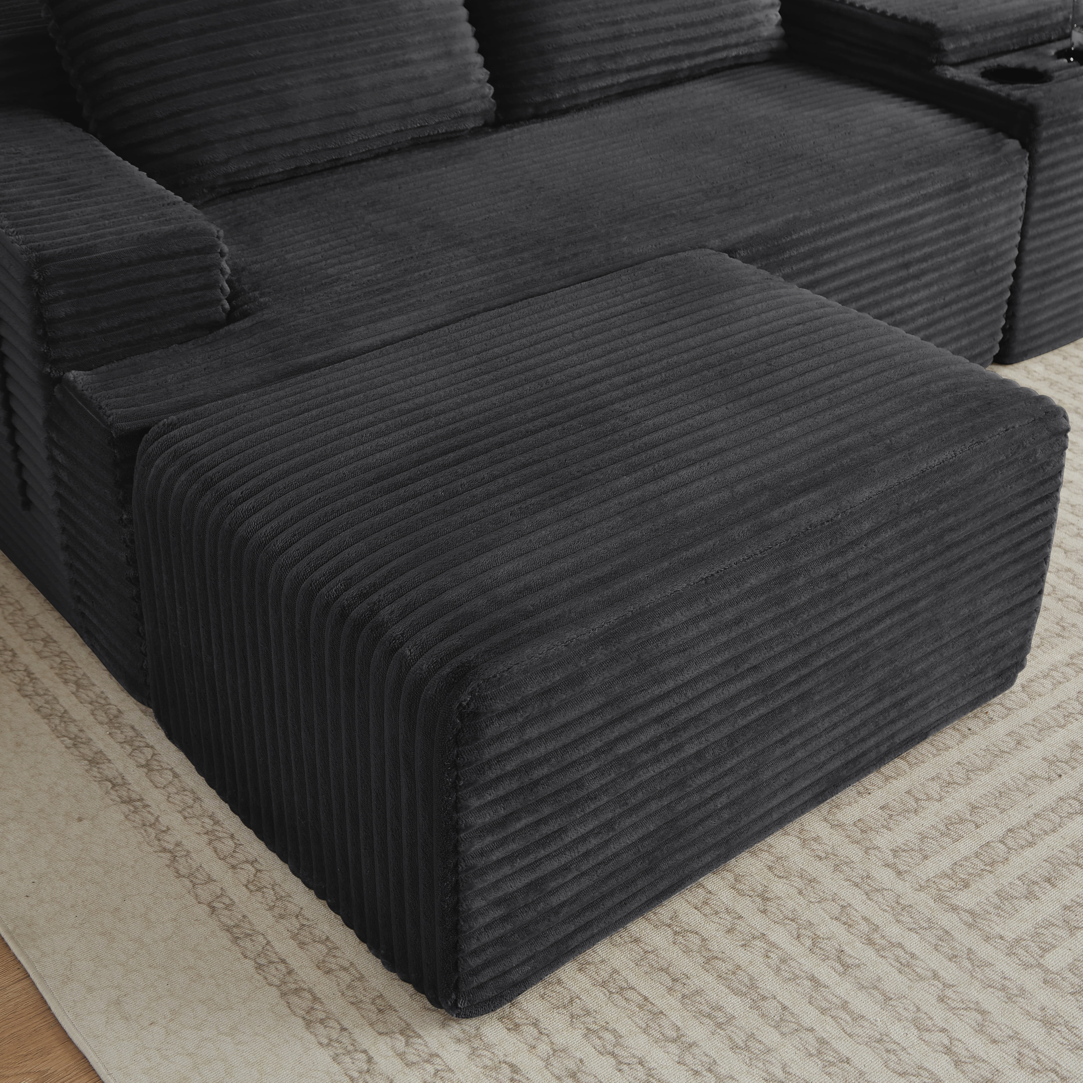 Gewnee 140"Cloud Couch Modular Sectional Sofa,Oversized Boneless Couch with Hidden Storage & Cup Holders and Side Pockets,5 Seat U Shaped Couch for Living Room.Dark Grey