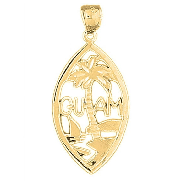 18K Yellow Gold Guam Pendant - 39 mm