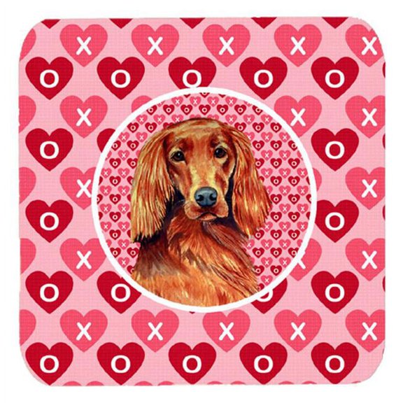 Carolines Treasures LH9164FC Irish Setter Valentines Love and Hearts Foam Coasters- Set - 4