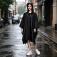 thumbnail image 4 of Dongrere Reusable Rain Poncho, Hooded Waterproof Lightweight Rain Cape, Raincoat for Women Men Outdoor Hiking Travel Use, Black, 4 of 7