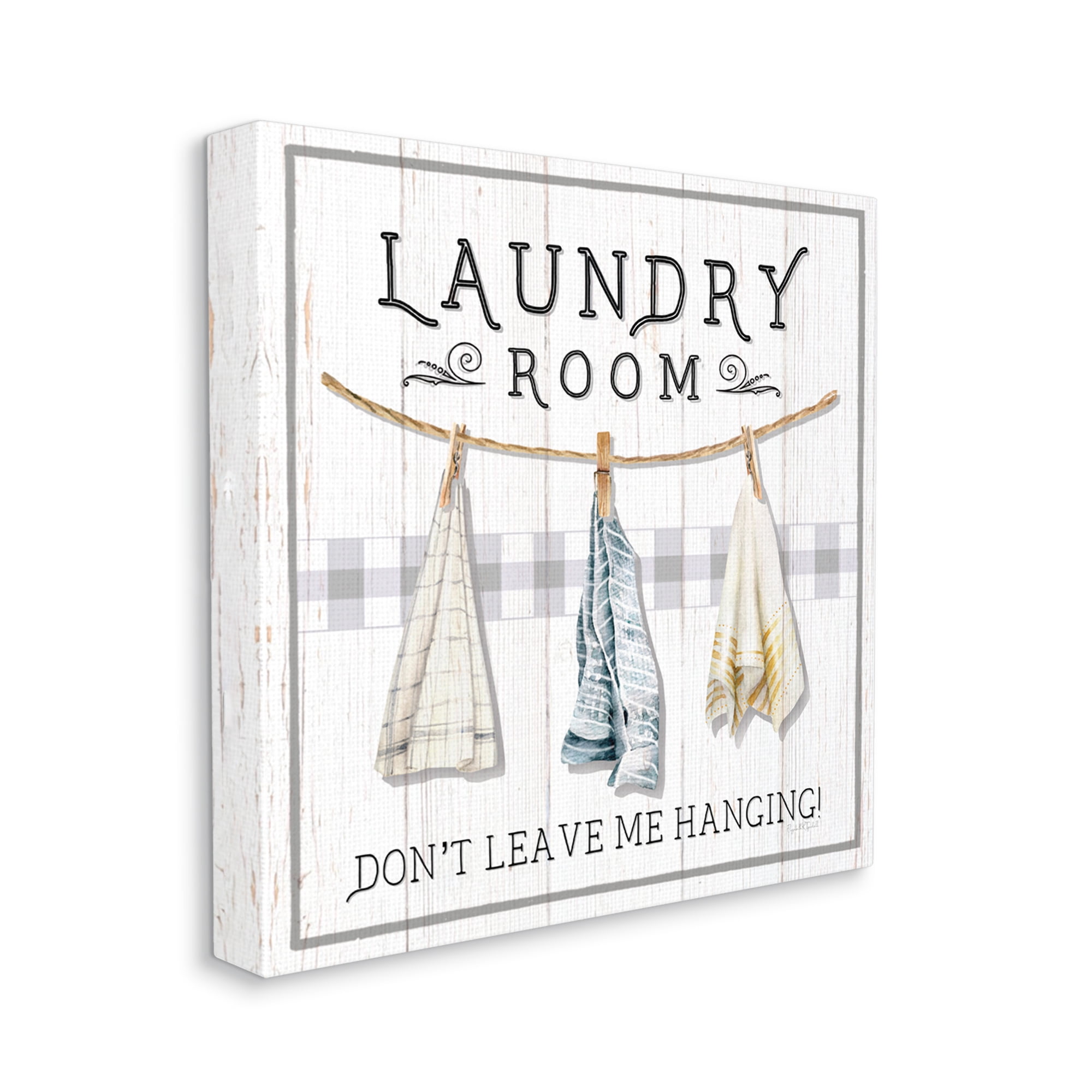 Stupell Industries Laundry Room Hanging Towels Typography Painting Gallery Wrapped Canvas Art Print Wall Art, 36 x 36
