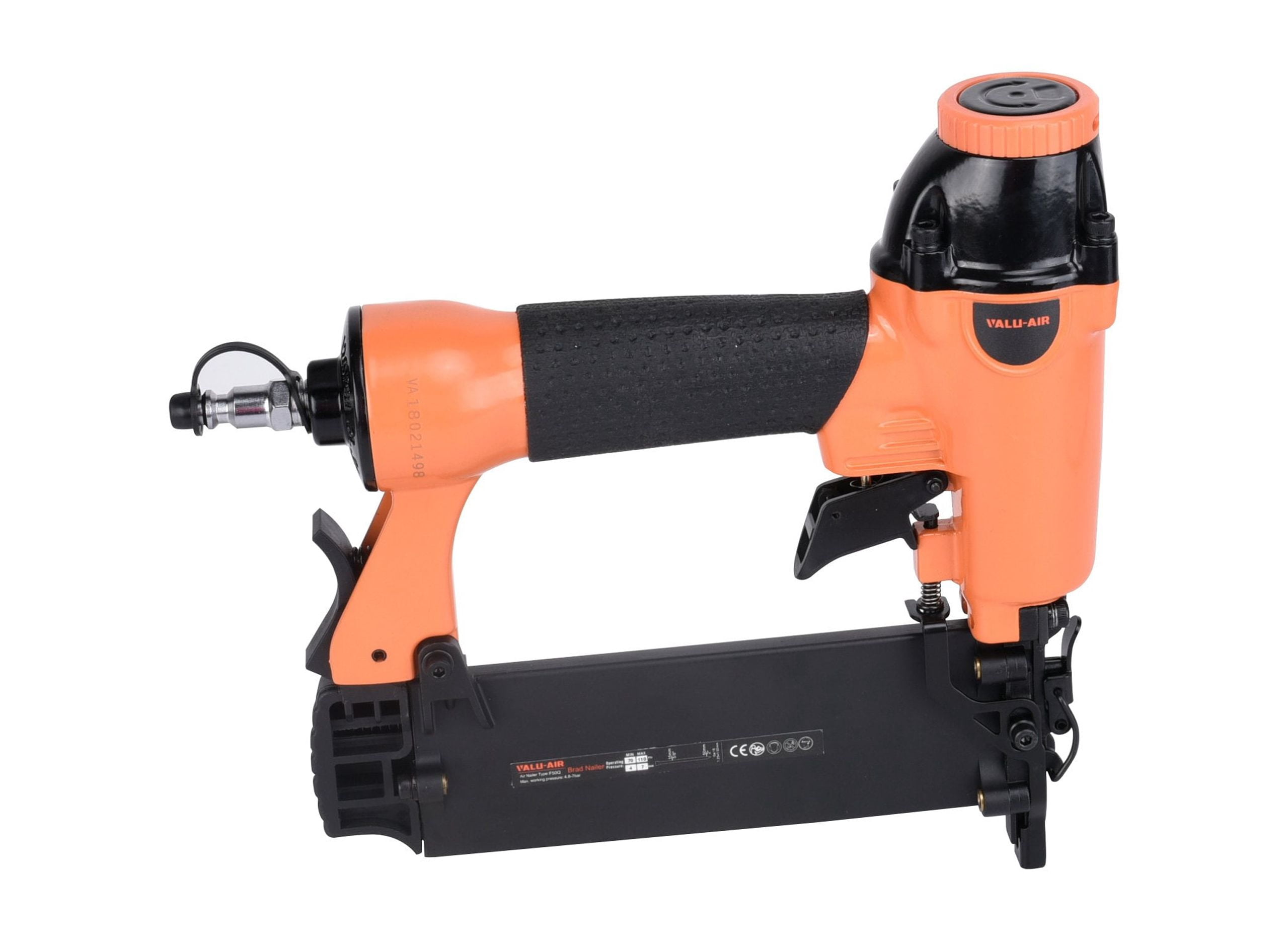Valu-Air F50Q 18 Gauge Pneumatic Brad Nailer 3/8” to 2” for Cabinet, Trim, Baseboard, Chair Rail, and Finish Work (Needs An Air Compressor)