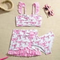 thumbnail image 2 of TOWED22 Girls Bathing Suits 3 Piece Swimsuit Bikini Set Quick Dry Cover Up Skirt Floral Print Swimwear 5-12 Years Pink,4-5 Y, 2 of 8