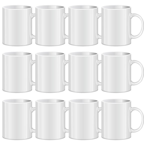 Sublimation Mugs Sublimation Mugs Blank Tazas Para Sublimacion White Ceramic Sublimation Cups Bulk Mugs for Coffee Soup Tea Milk Latte Hot Cocoa 11 oz Set of 12