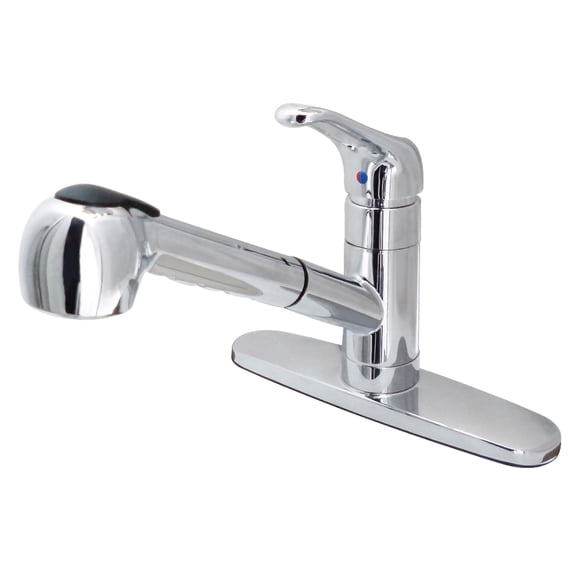Kingston Brass GSC881NCLSP Single-Handle 1-or-3 Hole Deck Mount Pull-Out Sprayer Kitchen Faucet in Polished Chrome