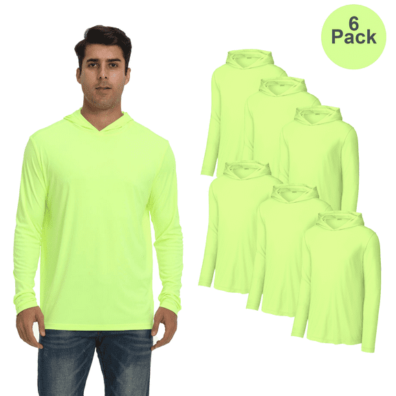 Zfeel High Visibility Safety Hoodie for Men, Pullover Long Sleeve Neon Yellow Workwear, 6 Pack, L