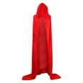 thumbnail image 2 of Rggeeun Adults Cape Solid Color Hooded Front Tie Closure Smooth Flowy Ankle Open Front for Halloween Streetwear Classic Capes,Red,S, 2 of 4