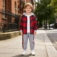 thumbnail image 6 of Boys 2 Piece Outfit Set Plaid Hooded Top and Jogger Pants Matching Sweatsuit Casual Fall Winter Clothes 3-7 Years, 6 of 9