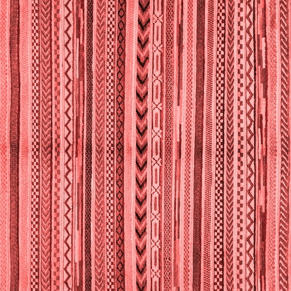 Ahgly Company Machine Washable Indoor Square Abstract Red Modern Area Rugs, 4' Square