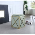thumbnail image 3 of Chic Home Zeleeka Ottoman Brass Finished Stainless Steel X Frame Velvet Bench, Grey, 3 of 5
