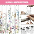 thumbnail image 3 of Dznils Cortina Shower de Tela Floral Blanca Cortina de Baño de Acuarela con Ganchos, Rosa, 72 x 72, 3 of 13