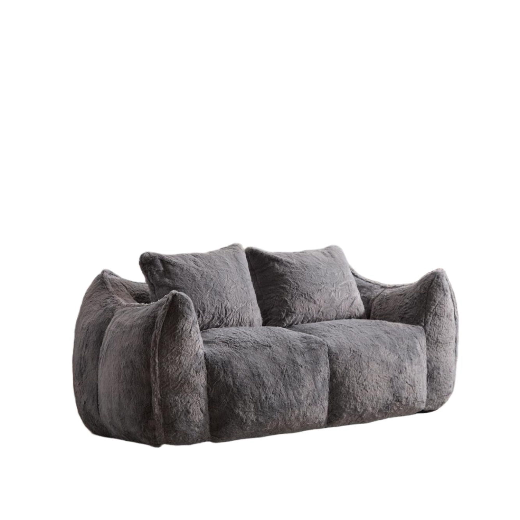 Leumius Giant Bean Bag Sofa Couch for Adults, Upholstered Loveseat Floor Sofa with Pillows and Armrests, Oversized Floor Sofa for Living Room Bedroom,Gray