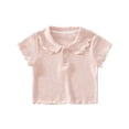 thumbnail image 1 of Zpanxa T-Shirts Athlétiques pour Filles Couleur Unie Manches Courtes Col Rond Coton T-Shirt de Base d'Été Haut 1-2 Ans, 1 of 7