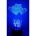 thumbnail image 4 of Love And Balloon 3d Night Light Lámpara de ilusión LED Lámpara de mesita de noche Lámpara de mesa, 7 luces que cambian de color con acrílico Flat Abs Base Cargador USB Feliz Sencillez, 4 of 5