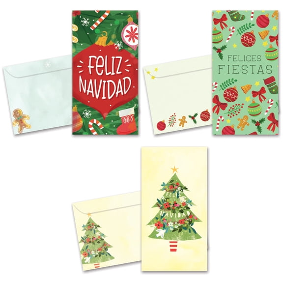 Tree-Free Greetings Christmas Money Holder Greeting Card 12 Pack, 3.7 x 7, Navidad Wishes (ZP70306)