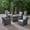 Gray/Silver/Gray, variant on Anton Outdoor 5 Piece Wicker Chat Set with Cushions and Square Fire Pit, Brown, Tan, Brown