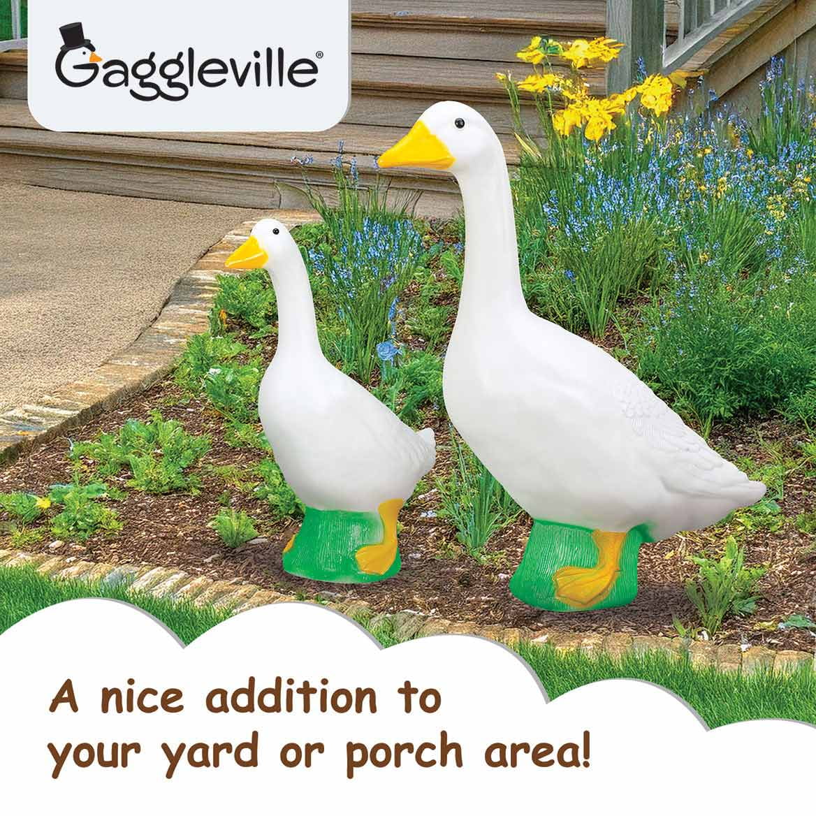 Official Gaggleville 23" Large White Goose, Plastic Garden Décor, Vibrant and Clean Painted Goose Feet - Indoor or Outdoor Decorative Figurine for Garden, Patio, or Entryway Accent