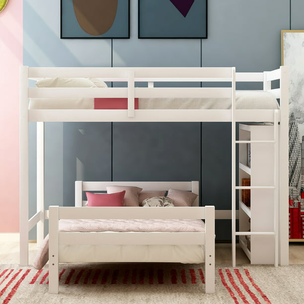 Twin L Shaped Bunk Bed And Loft, L Shaped Twin Over Full Bunk Beds With Stairs